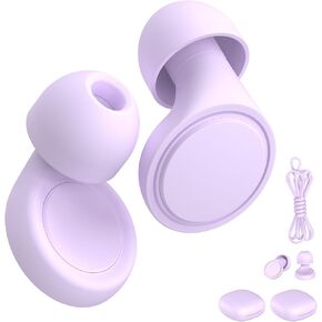 2 Pairs Ear Plugs for Sleeping, Soft Full Silicone Ear Plugs for Noise Reduction 25dB, Reusable Hearing Protection Earplugs for Concert, Focus, Noise Sensitivity, 8 Ear Tips in S/M/L - Purple