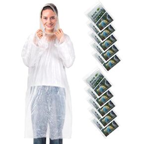 Colemoly Disposable Rain Poncho for Adults Clear, Lightweight Raincoat, Compact Waterproof Rainwear for Outdoors