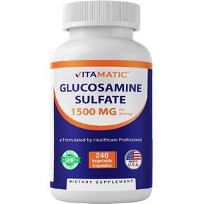 Vitamatic Glucosamine Sulfate Supplement, 1500mg, 120 Servings, 240 Capsules