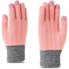 INOGIH Winter Thermal-Warm-Knit Bike-Gloves for Women - Cold Weather Mittens Touch-Screen for Running Driving Hiking