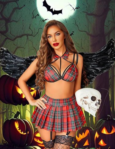 Avidlove 3 Piece Lingerie Sets for Women Cut Out Tops Sexy Costumes Mini Skirt with Garter Belt in Saudi Arabia