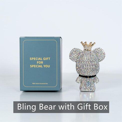 Cute Car Accessories, Bling Crystal Bear Car Air Freshener With Vent Clip,Rhinestone Aesthetic Car Decor Interior Decoration (BLACK) in Saudi Arabia