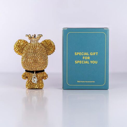 Cute Car Accessories, Bling Crystal Bear Car Air Freshener With Vent Clip,Rhinestone Aesthetic Car Decor Interior Decoration (BLACK) in Saudi Arabia