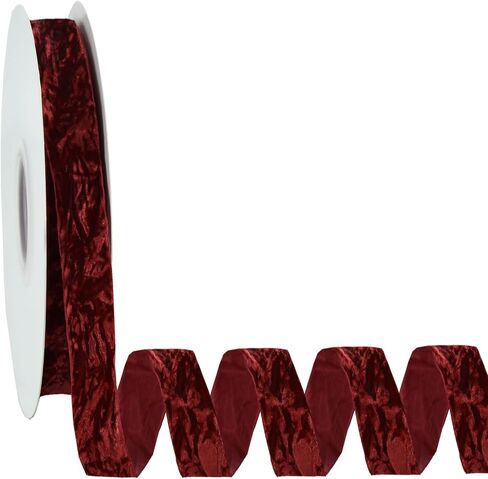 Wine Red Velvet Ribbon 1 inch x 10 Yards Luxury Crushed Velvet Ribbon for Bows Flower Bouquets Christmas Tree Ornaments Gift Wrapping Wreath Decoration Invitation Holiday Decor in Saudi Arabia
