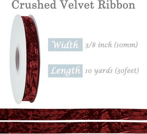 Wine Red Velvet Ribbon 1 inch x 10 Yards Luxury Crushed Velvet Ribbon for Bows Flower Bouquets Christmas Tree Ornaments Gift Wrapping Wreath Decoration Invitation Holiday Decor in Saudi Arabia