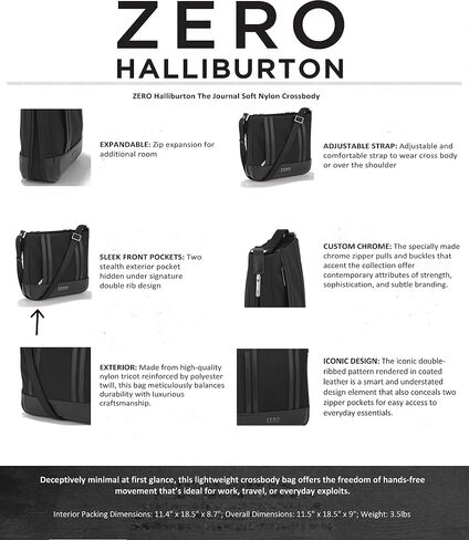 حقيبة سفر ZERO Halliburton The Journal مصنوعة من النايلون الناعم (رمادية، حقيبة كبيرة) in Kuwait