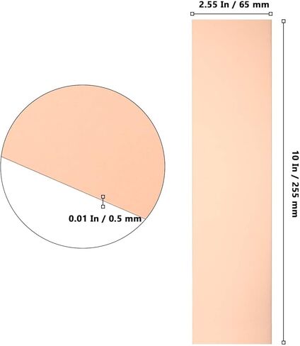 8 قطع من صفائح النحاس مقاس 10 × 2.5 بوصة، لوحة نحاسية نقية بقياس 24 / سمك 0.5 مم، ورقة نحاسية معدنية مع طبقة واقية للحرفية والإصلاح in Kuwait