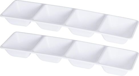 Plasticpro 4 Sectional Rectangle Plastic Disposable Serving Tray/Platter 5 X 16 White Pack of 4 in Kuwait