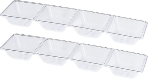 Plasticpro 4 Sectional Rectangle Plastic Disposable Serving Tray/Platter 5 X 16 White Pack of 4 in Kuwait