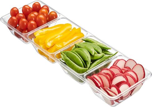 Plasticpro 4 Sectional Rectangle Plastic Disposable Serving Tray/Platter 5 X 16 White Pack of 4 in Kuwait