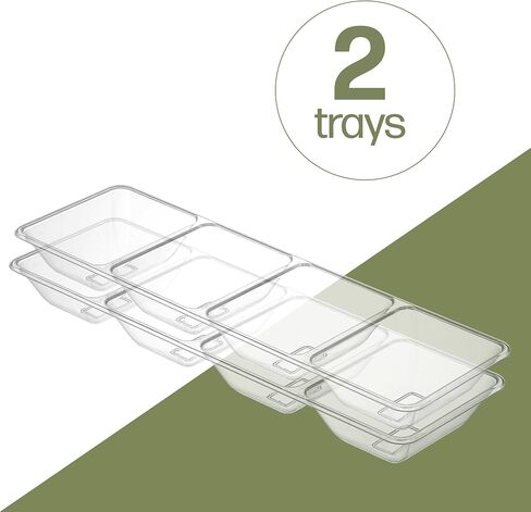 Plasticpro 4 Sectional Rectangle Plastic Disposable Serving Tray/Platter 5 X 16 White Pack of 4 in Kuwait