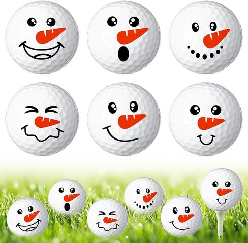 Syhood 6 Pcs Christmas Snowman Golf Balls Funny Emotion Face Golf Ball Gifts Cute Practice Golf Ball Home Decorations Idea Gifts for Golfers Golf Lover Holiday for Men and Women in Saudi Arabia