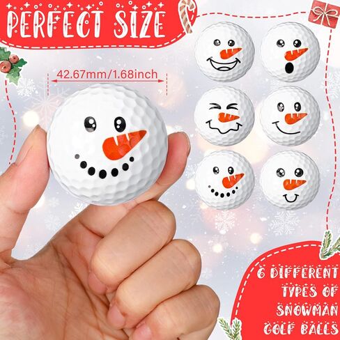 Syhood 6 Pcs Christmas Snowman Golf Balls Funny Emotion Face Golf Ball Gifts Cute Practice Golf Ball Home Decorations Idea Gifts for Golfers Golf Lover Holiday for Men and Women in Saudi Arabia