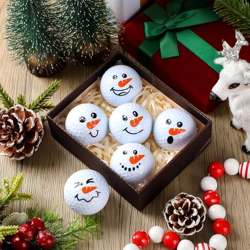 Syhood 6 Pcs Christmas Snowman Golf Balls Funny Emotion Face Golf Ball Gifts Cute Practice Golf Ball Home Decorations Idea Gifts for Golfers Golf Lover Holiday for Men and Women in Saudi Arabia