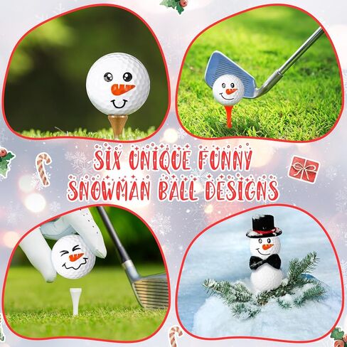 Syhood 6 Pcs Christmas Snowman Golf Balls Funny Emotion Face Golf Ball Gifts Cute Practice Golf Ball Home Decorations Idea Gifts for Golfers Golf Lover Holiday for Men and Women in Saudi Arabia