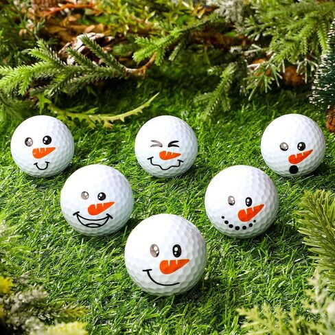 Syhood 6 Pcs Christmas Snowman Golf Balls Funny Emotion Face Golf Ball Gifts Cute Practice Golf Ball Home Decorations Idea Gifts for Golfers Golf Lover Holiday for Men and Women in Saudi Arabia