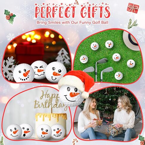 Syhood 6 Pcs Christmas Snowman Golf Balls Funny Emotion Face Golf Ball Gifts Cute Practice Golf Ball Home Decorations Idea Gifts for Golfers Golf Lover Holiday for Men and Women in Saudi Arabia