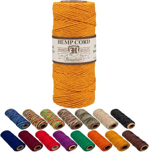 Craft County 100% Hemp Cord Spools – 205 ft (62.5m) Crafting Cord with a Polished Finish – Light Brown (0.5mm) in Saudi Arabia