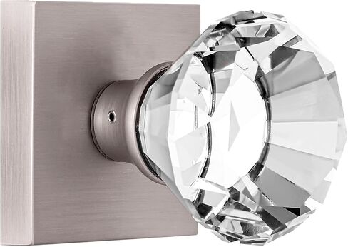 Diamond Shape Glass Hall Closet Door Knob Interior, Clear Crystal Door Knobs Brushed Nickel, Passage Square Door knob Set, BS-003 in Saudi Arabia