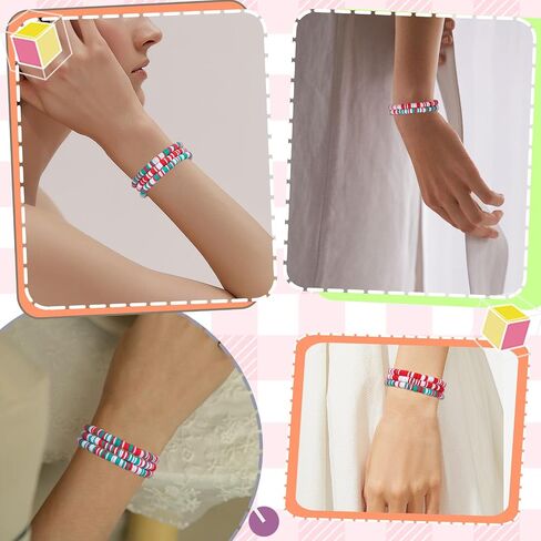 21/20/15/12 PCS Friendship Bracelet Surfer Heishi Bracelet Preppy Bracelets Summer Stretch Clay Bead Bracelets Stackable Bohemian Beach Bracelet Set for Women in Saudi Arabia