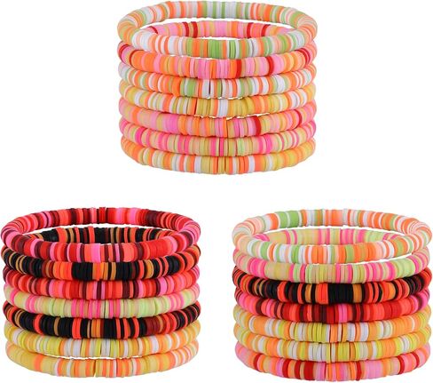 21/20/15/12 PCS Friendship Bracelet Surfer Heishi Bracelet Preppy Bracelets Summer Stretch Clay Bead Bracelets Stackable Bohemian Beach Bracelet Set for Women in Saudi Arabia