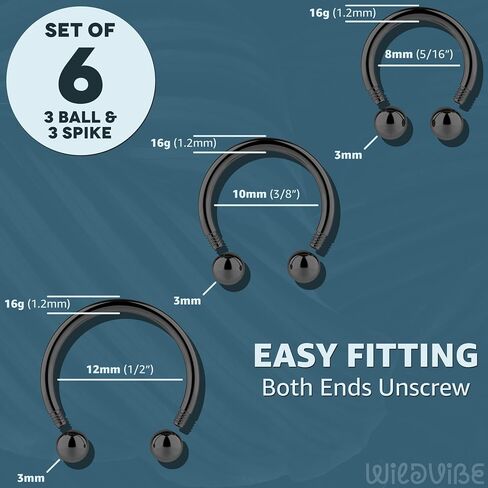 Surgical Steel Septum Rings 14g 16g - Lip Ring Smiley Piercing Hoop For Cartilage Earrings Daith Helix Conch - Eyebrow Nipple Circular Horseshoe 14 Gauge Septum Ring Piercing - Nose Septum Jewelry Pack in Saudi Arabia