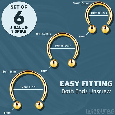 Surgical Steel Septum Rings 14g 16g - Lip Ring Smiley Piercing Hoop For Cartilage Earrings Daith Helix Conch - Eyebrow Nipple Circular Horseshoe 14 Gauge Septum Ring Piercing - Nose Septum Jewelry Pack in Saudi Arabia