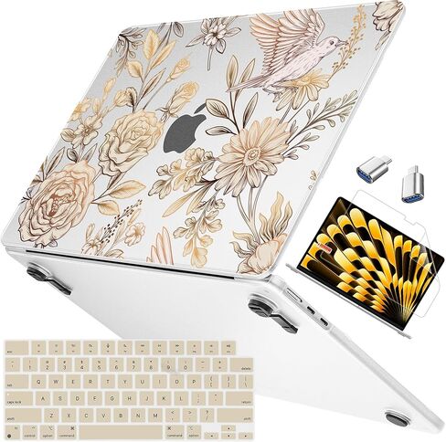Mektron Ultra Thin Armor Case Compatible with MacBook Air 13.6 inch Printed Cover 2025-2022 M4 M3 M2 A3240 A3113 A2681, Protective Hard Shell with Fold Kickstand, Astronauts in Kuwait