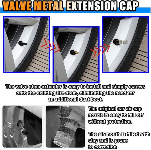 4PCS 39mm Valve Caps Stem Extension, Screw-on Chrome Plated Brass Valve Stem Cap, Universal Wheel Tire Cap Extender Adapter, Valve Cap Stem Extenders for Car Motorcycle Truck in Saudi Arabia