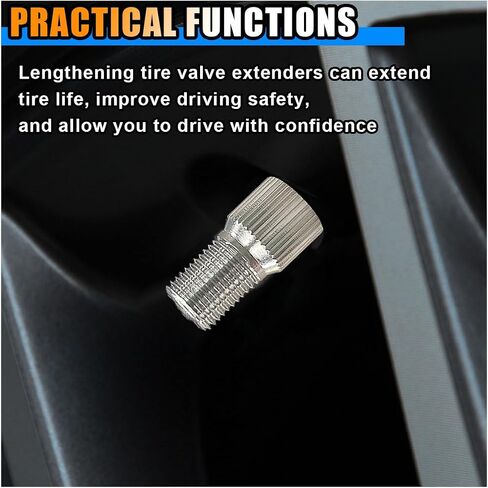 4PCS 39mm Valve Caps Stem Extension, Screw-on Chrome Plated Brass Valve Stem Cap, Universal Wheel Tire Cap Extender Adapter, Valve Cap Stem Extenders for Car Motorcycle Truck in Saudi Arabia