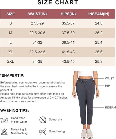 Women's Pants with Deep Pockets, 7/8 Stretch Ankle Sweatpants for Golf, Athletic, Lounge, Travel, Work in Saudi Arabia