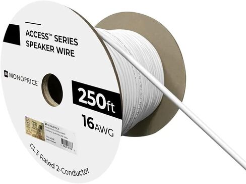 Monoprice Speaker Wire, CL3 Rated, 4-Conductor, 16AWG, 250ft, White in Saudi Arabia