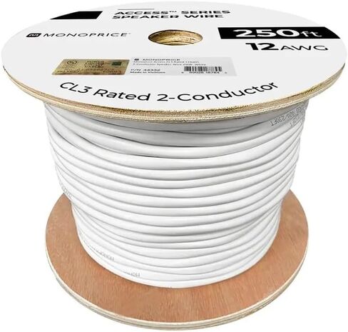 Monoprice Speaker Wire, CL3 Rated, 4-Conductor, 16AWG, 250ft, White in Saudi Arabia