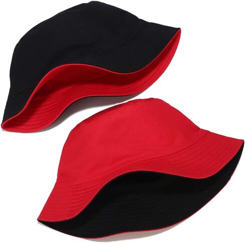 Solid Color Bucket Hat Suede Classic Fisherman Hats Winter Reversible Packable Cap, Wine Red in Kuwait