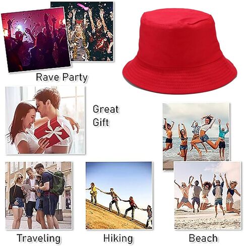 Solid Color Bucket Hat Suede Classic Fisherman Hats Winter Reversible Packable Cap, Wine Red in Kuwait