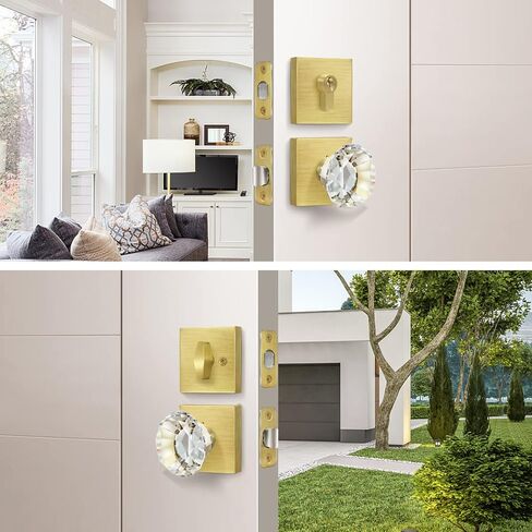 Diamond Shape Glass Hall Closet Door Knob Interior, Clear Crystal Door Knobs Brushed Nickel, Passage Square Door knob Set, BS-003 in Saudi Arabia