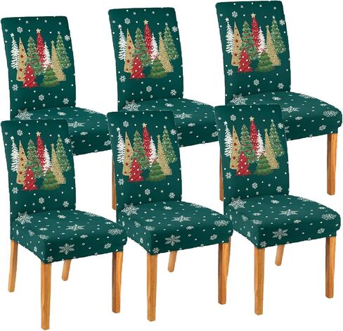 Christmas Chair Cover Set of 6 Pink Christmas Dining Removable Xmas Holiday Chair Slipcovers for Dining Room, Christmas Party Decoration in Saudi Arabia