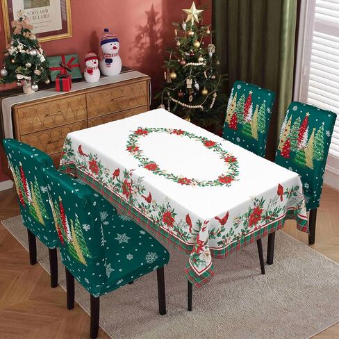 Christmas Chair Cover Set of 6 Pink Christmas Dining Removable Xmas Holiday Chair Slipcovers for Dining Room, Christmas Party Decoration in Saudi Arabia