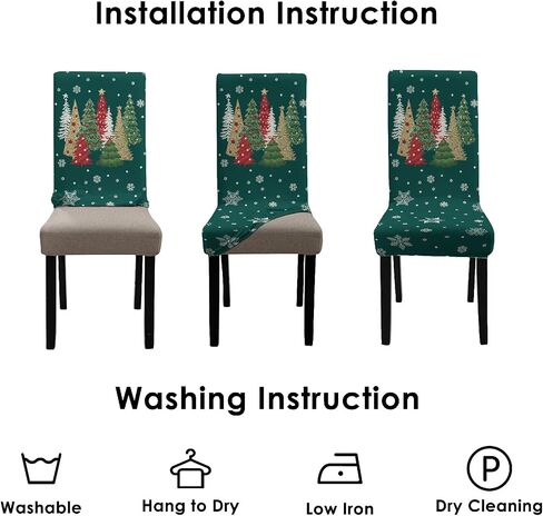 Christmas Chair Cover Set of 6 Pink Christmas Dining Removable Xmas Holiday Chair Slipcovers for Dining Room, Christmas Party Decoration in Saudi Arabia
