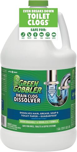 Green Gobbler Drain Clog Remover | Toilet Clog Remover | Dissolve Hair & Organic Materials from Clogged Toilets, Sinks and Drains | Drain Cleaner and Opener, 128 oz in Saudi Arabia