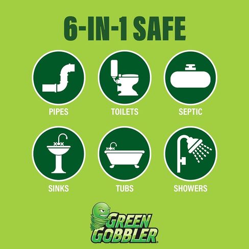 Green Gobbler Drain Clog Remover | Toilet Clog Remover | Dissolve Hair & Organic Materials from Clogged Toilets, Sinks and Drains | Drain Cleaner and Opener, 128 oz in Saudi Arabia