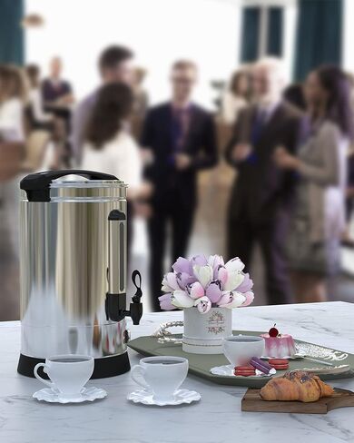 120 Cup Stainless Steel Coffee Urn, Large Capacity Commercial Coffee Maker Perfect for Church, Meeting rooms, Lounges, and Other Large Gatherings-18L in Saudi Arabia