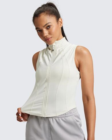 QUEENIEKE Women's Sleeveless Workout Jackets - Zip Up Slim Fit Athletic Running BBL Jacket Gym Track Cropped Tops in Saudi Arabia