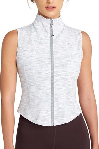 QUEENIEKE Women's Sleeveless Workout Jackets - Zip Up Slim Fit Athletic Running BBL Jacket Gym Track Cropped Tops in Saudi Arabia
