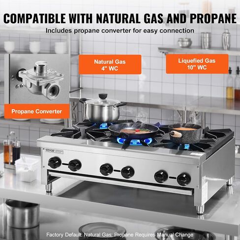 VEVOR Commercial Gas Stove with 2 Burners, Propane and Natural Gas Countertop Cooking Stove Range, Stainless Steel Gas Hot Plate, Commercial Cooking Equipment for Restaurant, 56,000 BTU in Saudi Arabia