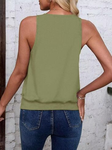 2024 Womens Fashion Tank Tops Summer Clothes Casual V Neck Sleeveless Solid Color Loose Fit Cute Y2K Outfit Basic Cami Shirts in Saudi Arabia