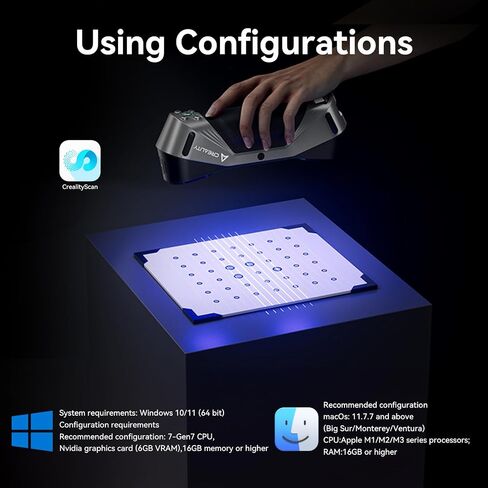 Creality 3D Scanner, CR-Scan Raptor for 3D Printing, Blue Laser & NIR Consumer Handheld Scanner with 0.02mm Accuracy, Anti-Shake Tracking, 24-Bit Fast Full-Color Scanning for Windows macOS in Saudi Arabia