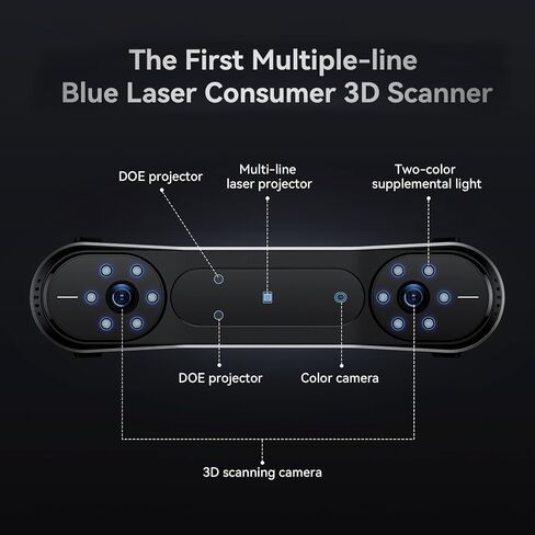 Creality 3D Scanner, CR-Scan Raptor for 3D Printing, Blue Laser & NIR Consumer Handheld Scanner with 0.02mm Accuracy, Anti-Shake Tracking, 24-Bit Fast Full-Color Scanning for Windows macOS in Saudi Arabia
