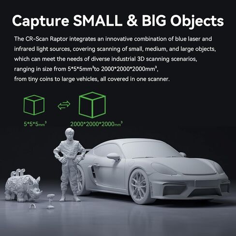 Creality 3D Scanner, CR-Scan Raptor for 3D Printing, Blue Laser & NIR Consumer Handheld Scanner with 0.02mm Accuracy, Anti-Shake Tracking, 24-Bit Fast Full-Color Scanning for Windows macOS in Saudi Arabia