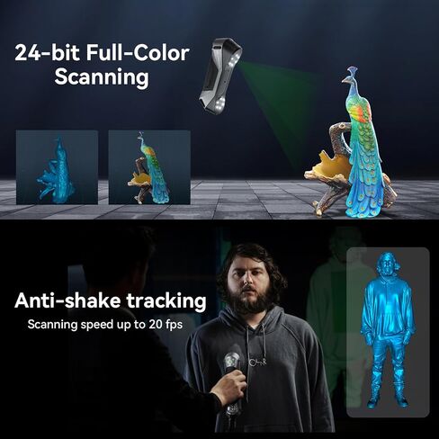 Creality 3D Scanner, CR-Scan Raptor for 3D Printing, Blue Laser & NIR Consumer Handheld Scanner with 0.02mm Accuracy, Anti-Shake Tracking, 24-Bit Fast Full-Color Scanning for Windows macOS in Saudi Arabia